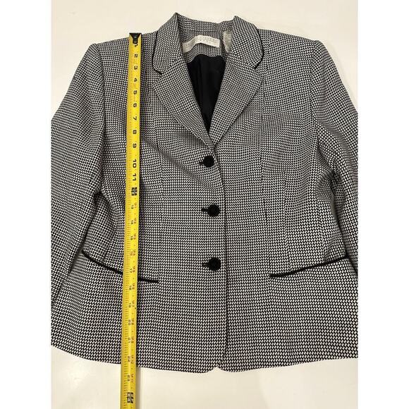 Valerie Stevens Size 4 Wool Herringbone Long Sleeve Single Breasted Blazer Gray - Picture 5 of 7
